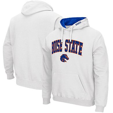 Men's Colosseum White Boise State Broncos Arch & Logo 3.0 Pullover Hoodie