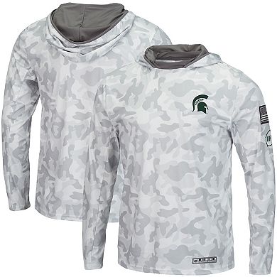 Men's Colosseum Arctic Camo Michigan State Spartans OHT Military Appreciation Long Sleeve Hoodie Top