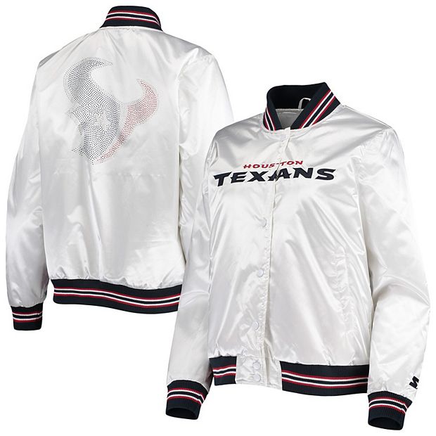 Women's Starter White Houston Texans High Post Satin Rhinestone Full-Snap  Jacket