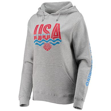 Women's Heathered Gray Team USA Swimming Logo Pullover Hoodie