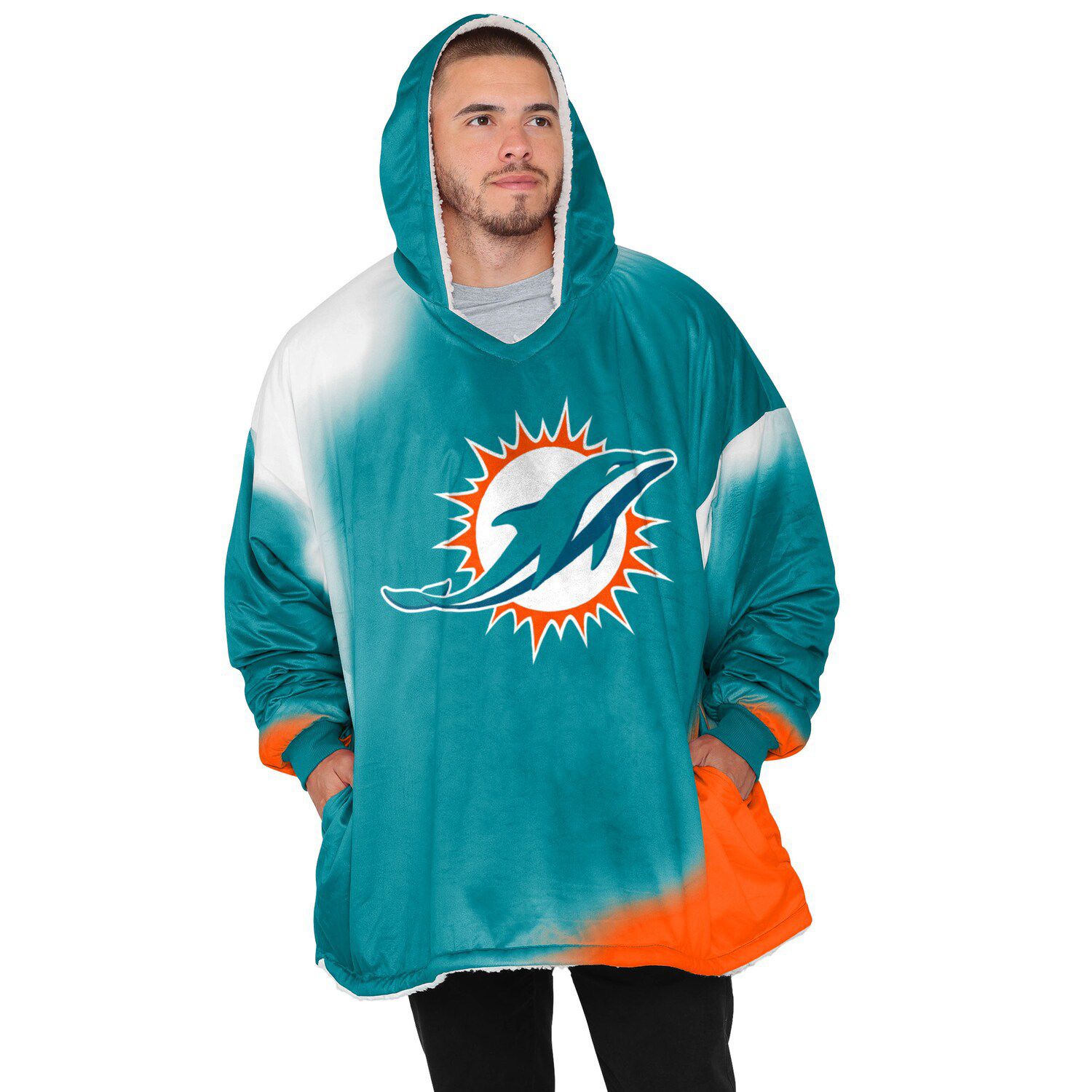 Image for Unbranded FOCO Aqua Miami Dolphins Reversible Sherpa Hoodeez at Kohl's.