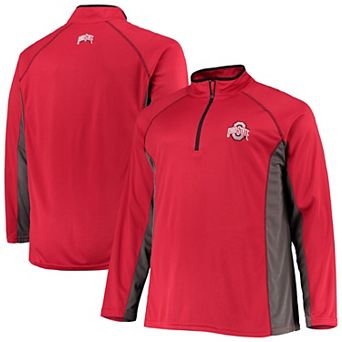 Men's Scarlet Ohio State Buckeyes Big & Tall Textured Raglan Quarter-Zip Jacket
