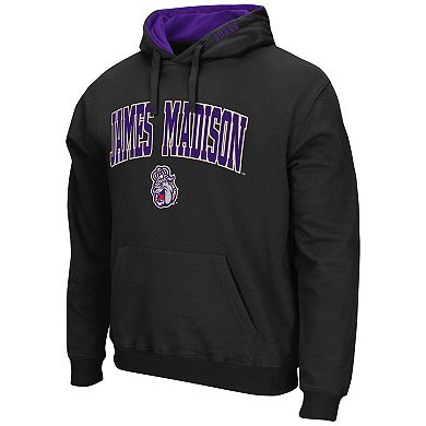 Men's Colosseum Black James Madison Dukes Arch and Logo Pullover Hoodie
