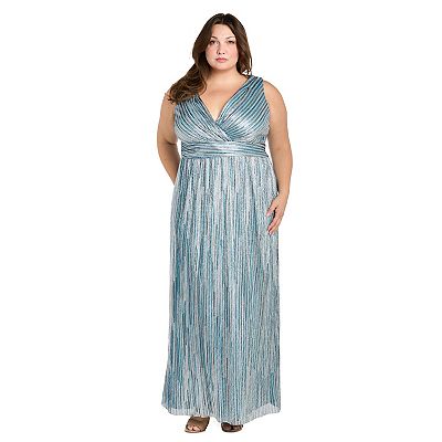 Long Metallic Dress Formal Plus Size R&M Richards 3145W - Slate / 16W