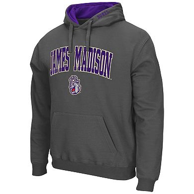 Men's Colosseum Charcoal James Madison Dukes Arch and Logo Pullover Hoodie