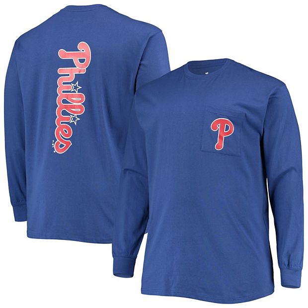 Men's Fanatics Branded Royal Philadelphia Phillies Big & Tall Solid Back  Hit Long Sleeve T-Shirt