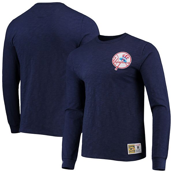 Men's Mitchell & Ness Light Blue New York Yankees Slub Long Sleeve T-Shirt