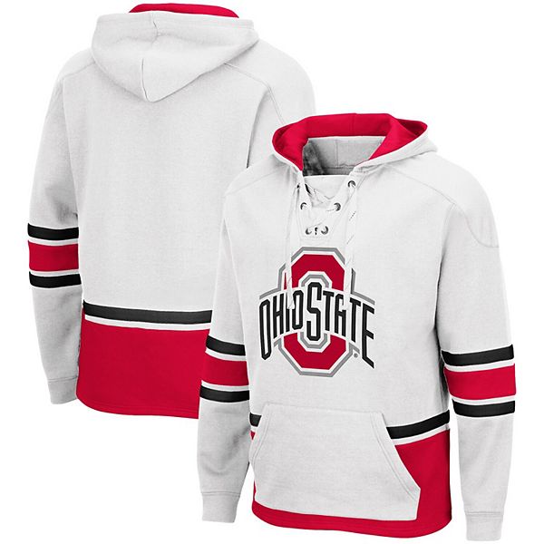 Men s Colosseum White Ohio State Buckeyes Lace Up 3.0 Pullover Hoodie