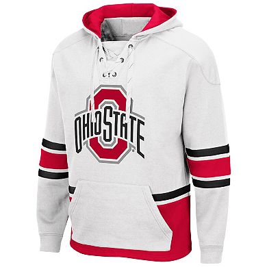 Men's Colosseum White Ohio State Buckeyes Lace Up 3.0 Pullover Hoodie