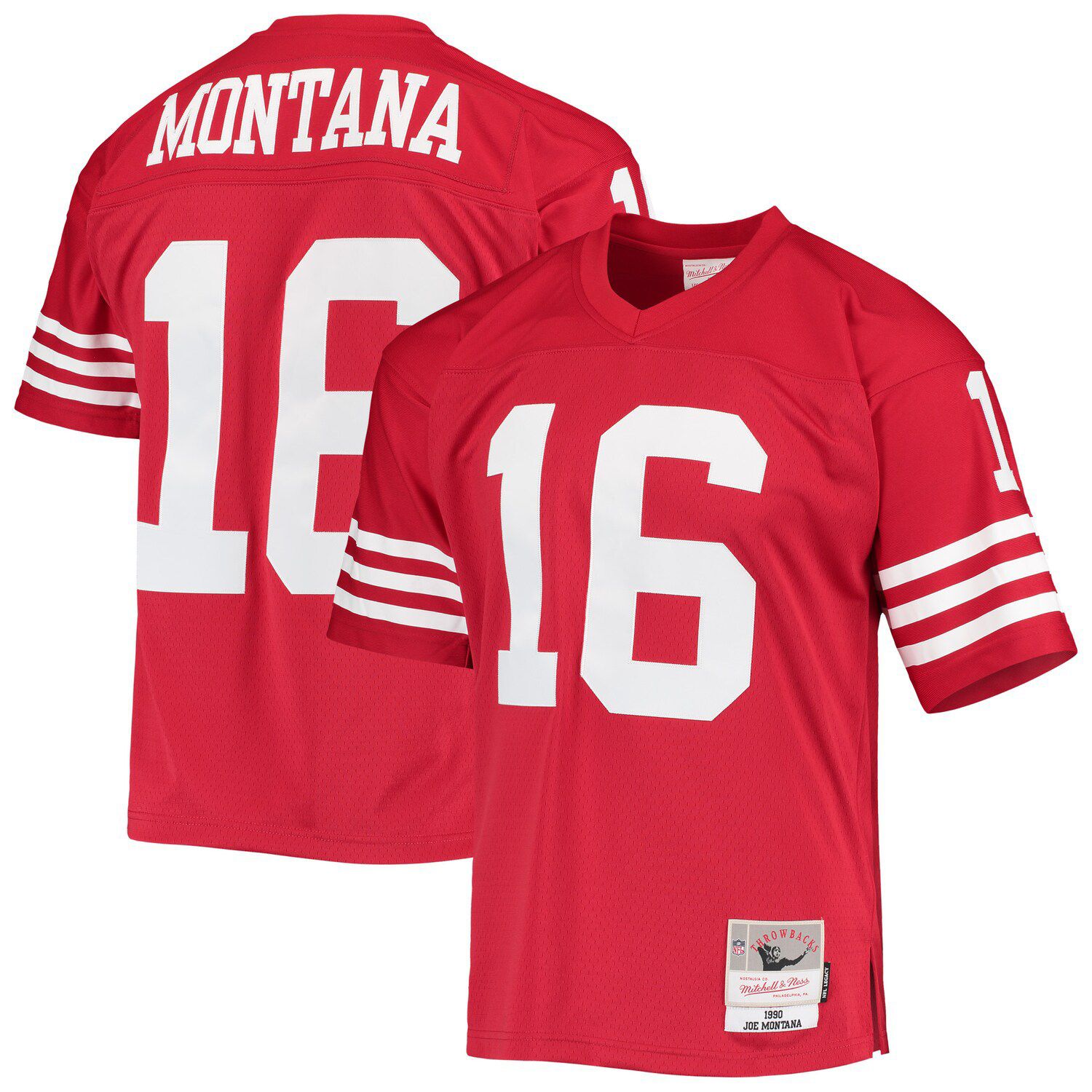 Youth Mitchell & Ness Joe Montana Scarlet/Gold San Francisco 49ers Split Legacy Jersey Size: Extra Large