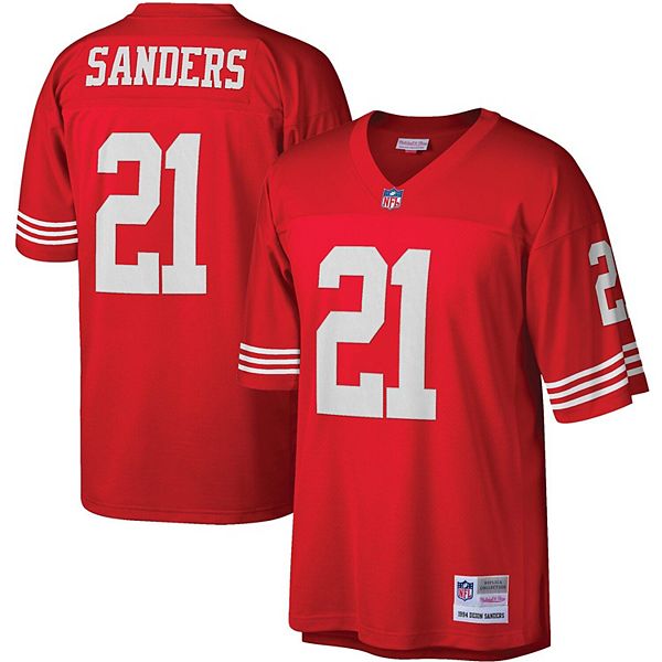 Mens San Francisco 49ers Deion Sanders Mitchell & Ness Scarlet Authentic Throwback  Jersey