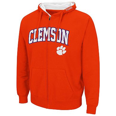 Men's Colosseum Orange Clemson Tigers Arch & Logo 3.0 Full-Zip Hoodie