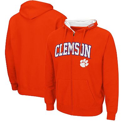 Men's Colosseum Orange Clemson Tigers Arch & Logo 3.0 Full-Zip Hoodie