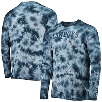 New Era Apparel Dallas Cowboys Cropped Tie Dye Navy Long Sleeve Shirt  Medium New