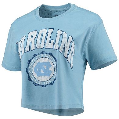 Women's Pressbox Light Blue North Carolina Tar Heels Edith Vintage Burnout Crop T-Shirt