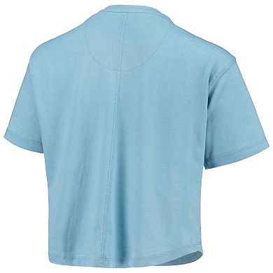 Women's Pressbox Light Blue North Carolina Tar Heels Edith Vintage Burnout Crop T-Shirt