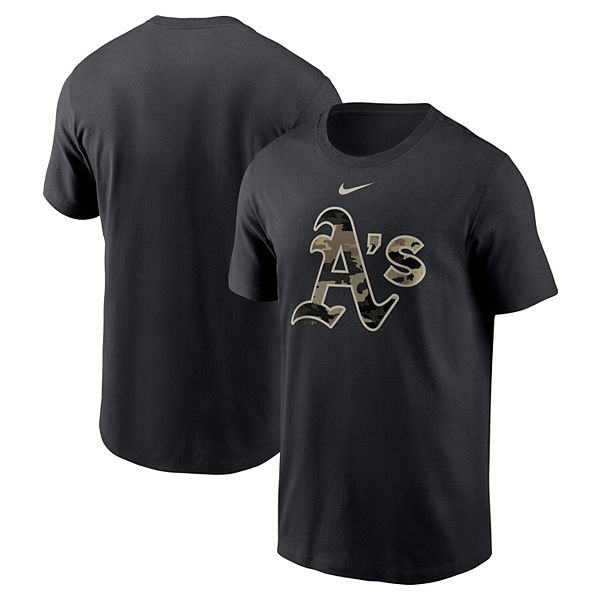 Men's Nike Black Oakland Athletics Team Camo Logo T-Shirt