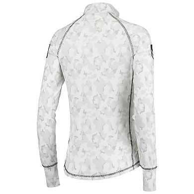 Women's Colosseum White Iowa Hawkeyes OHT Military Appreciation Officer Arctic Camo 1/4-Zip Jacket