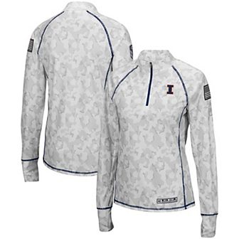 Women's Colosseum White Illinois Fighting Illini OHT Military Appreciation Officer Arctic Camo 1/4-Zip Jacket