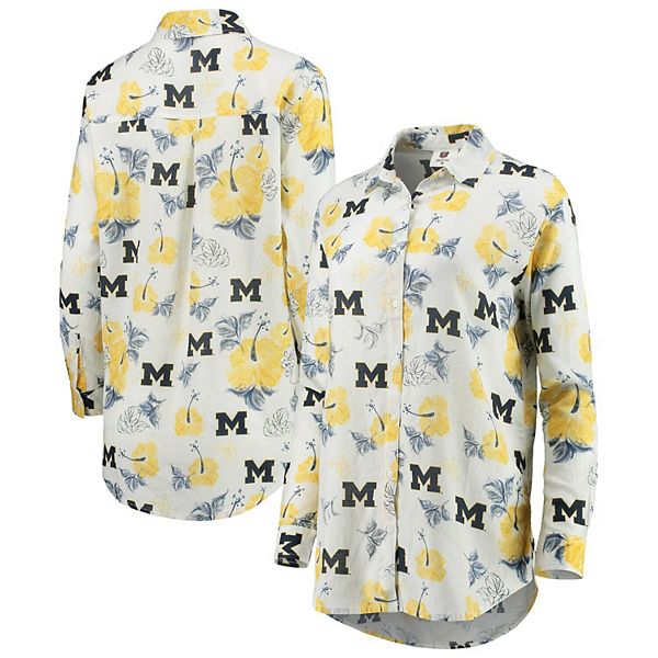 NCAA Michigan Wolverines Skellington Maize White Hawaiian Shirt