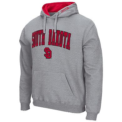 Men's Colosseum Heathered Gray South Dakota Coyotes Arch and Logo Pullover Hoodie