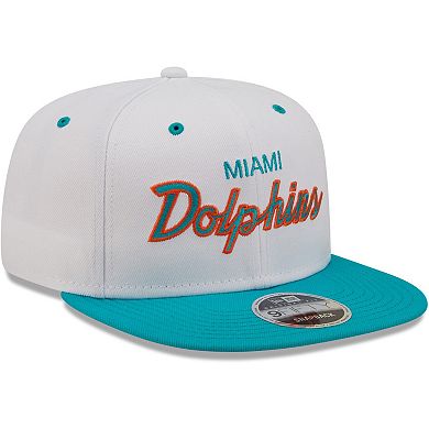 Men's New Era White/Aqua Miami Dolphins Sparky Original 9FIFTY Snapback Hat