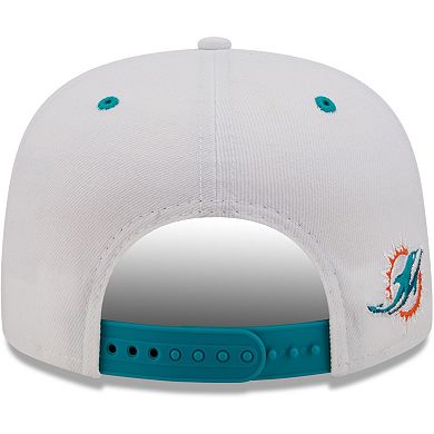 Men's New Era White/Aqua Miami Dolphins Sparky Original 9FIFTY Snapback Hat