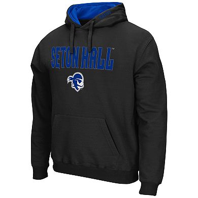 Men's Colosseum Black Seton Hall Pirates Arch and Logo Pullover Hoodie