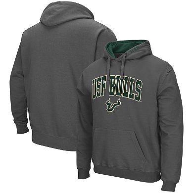 Men's Colosseum Charcoal South Florida Bulls Arch and Logo Pullover Hoodie
