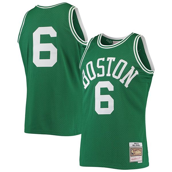 NBA Celtics 6 Bill Russell White Throwback Men Jersey