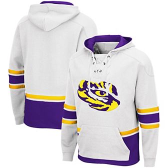 Men's Colosseum White LSU Tigers Lace Up 3.0 Pullover Hoodie