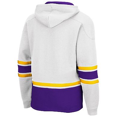 Men's Colosseum White LSU Tigers Lace Up 3.0 Pullover Hoodie