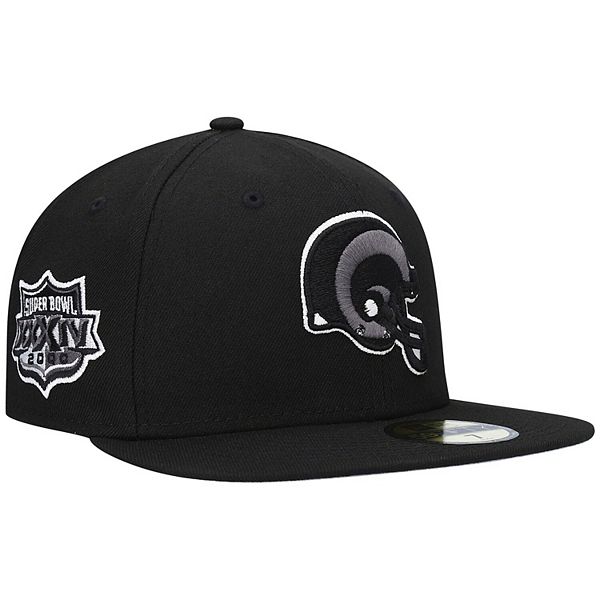 Men's New Era Black Los Angeles Rams Super Bowl Patch 59FIFTY Fitted Hat