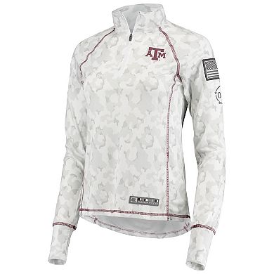 Women's Colosseum White Texas A&M Aggies OHT Military Appreciation Officer Arctic Camo 1/4-Zip Jacket