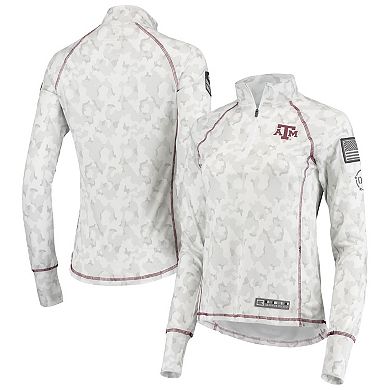 Women's Colosseum White Texas A&M Aggies OHT Military Appreciation Officer Arctic Camo 1/4-Zip Jacket