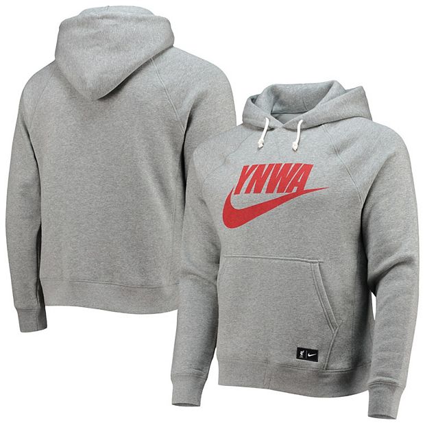 Men s Nike Gray Liverpool Heritage YNWA Raglan Pullover Hoodie