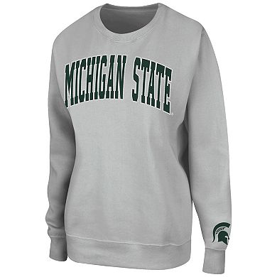 Women's Colosseum Gray Michigan State Spartans Campanile Pullover Sweatshirt