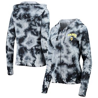 Women's New Era Black Minnesota Vikings Tie-Dye Fleece Full-Zip Hoodie