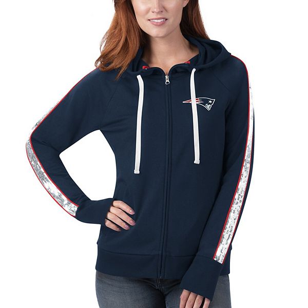 NFL Team Apparel Women New England Patriots Full Zip Hoodie Jacket Gray  Size S