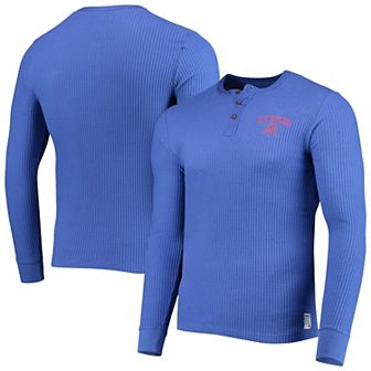 Men's Junk Food Royal New England Patriots Thermal Henley Long Sleeve T-Shirt