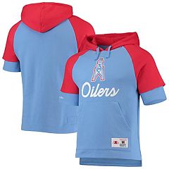 Men's Majestic Threads Cream/Light Blue Houston Oilers Gridiron Classics  Raglan 3/4-Sleeve T-Shirt