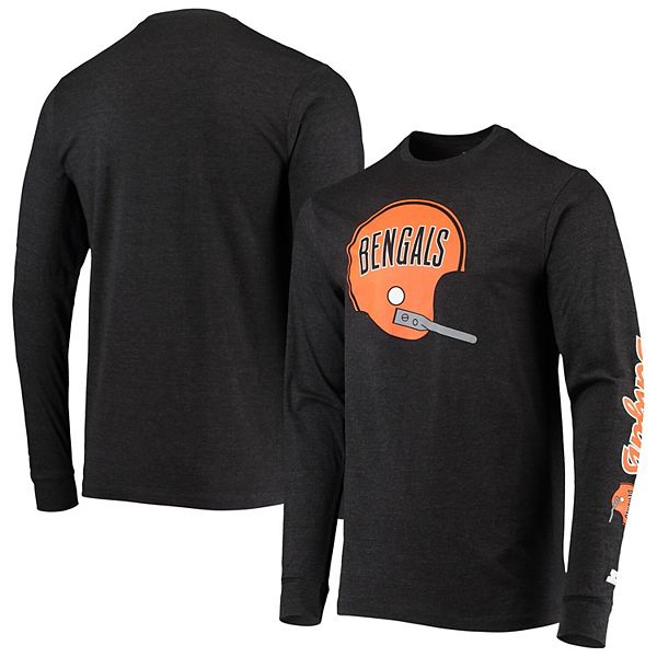 Men's Starter Black/White Cincinnati Bengals Halftime Long Sleeve T-Shirt