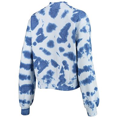 Women's Junk Food Navy New England Patriots Tie-Dye Cropped Pullover Sweatshirt