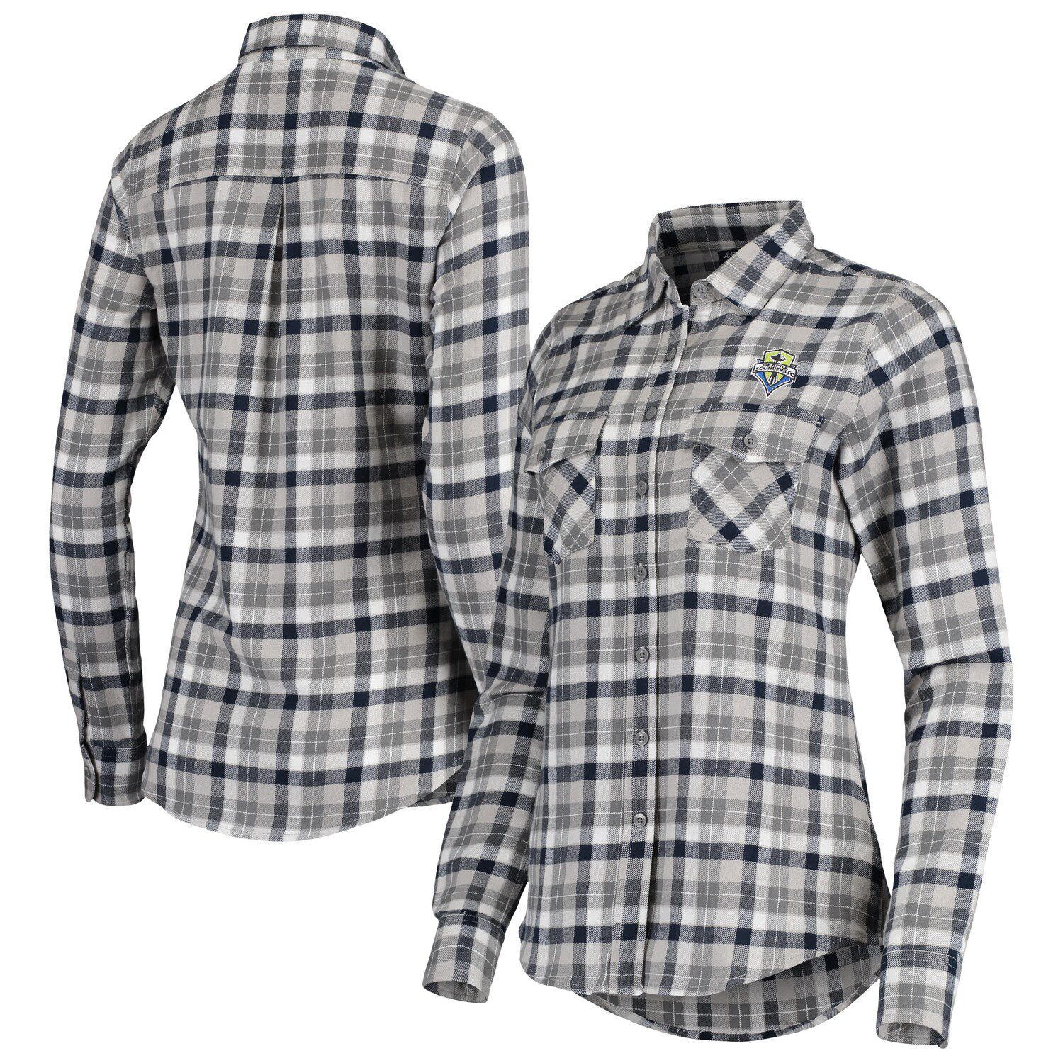 Men's Antigua Black/Gray Miami Dolphins Ease Flannel Long Sleeve