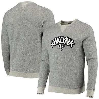 Men's Junk Food Heathered Gray Brooklyn Nets Marled French Terry Pullover Sweatshirt
