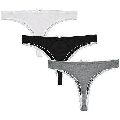 Women's Concepts Sport Black/Heathered Charcoal/White New Orleans Saints 3-Pack Lodge Thong Set