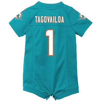 Newborn & Infant Nike Tua Tagovailoa Aqua Miami Dolphins Game Romper Jersey