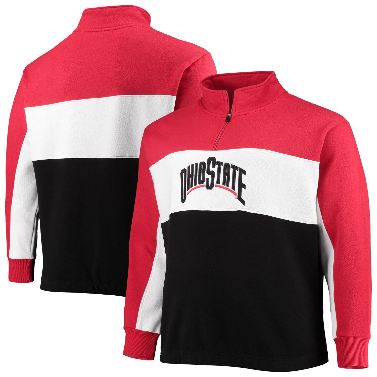 Image for Unbranded Women's Profile Scarlet/Black Ohio State Buckeyes Plus Size Colorblocked Half-Zip Jacket at Kohl's.