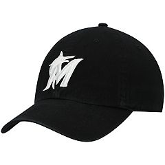 Men's Fanatics Branded Black/Blue Miami Marlins Stacked Logo Flex Hat