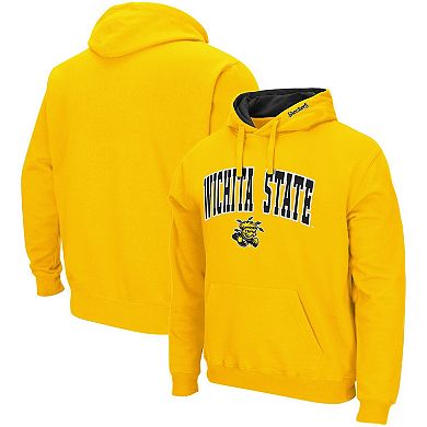 Men's Colosseum Yellow Wichita State Shockers Arch and Logo Pullover Hoodie